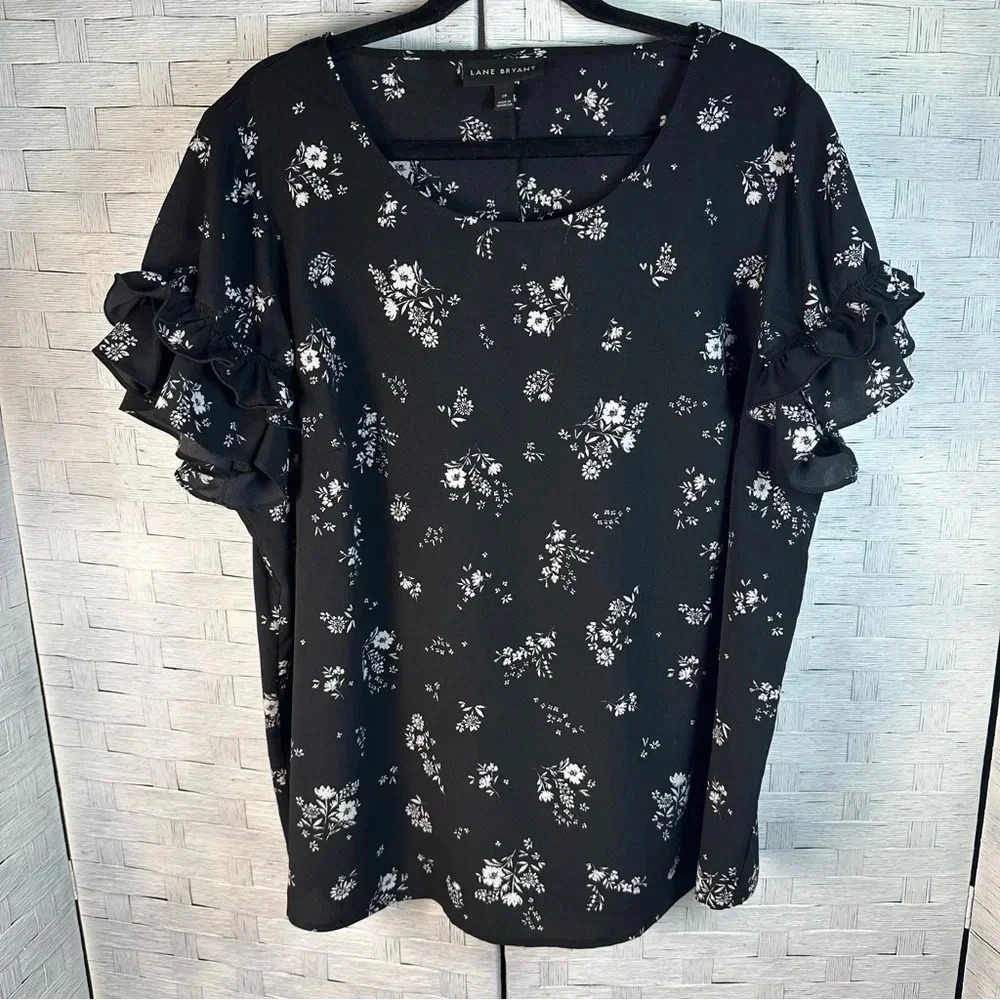 Lane Bryant Black and white Floral Blouse